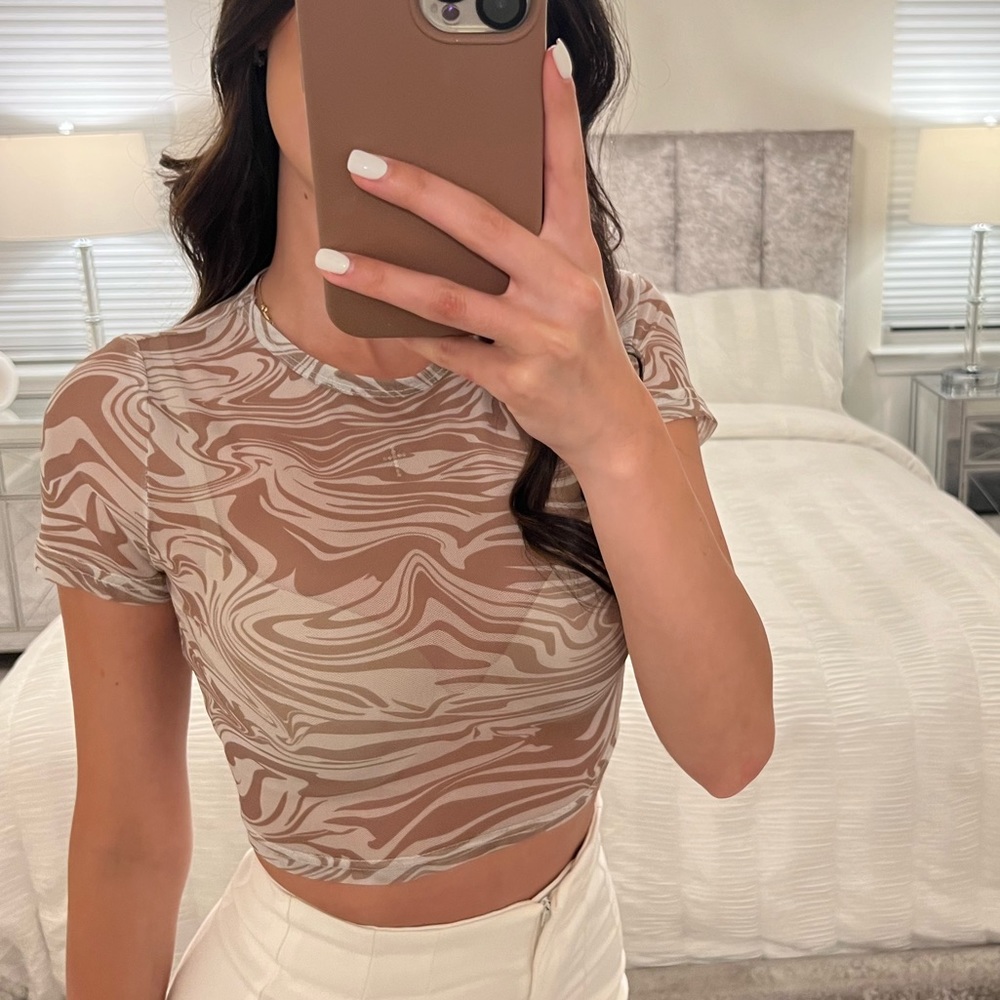 MESHKI Sheer Crop Top